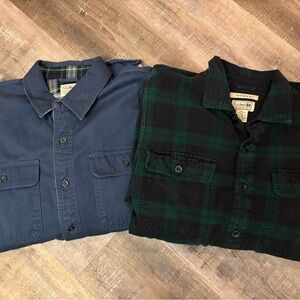 Vintage L.L. Bean Set of 2 Traditional Fit Flannel Shackets